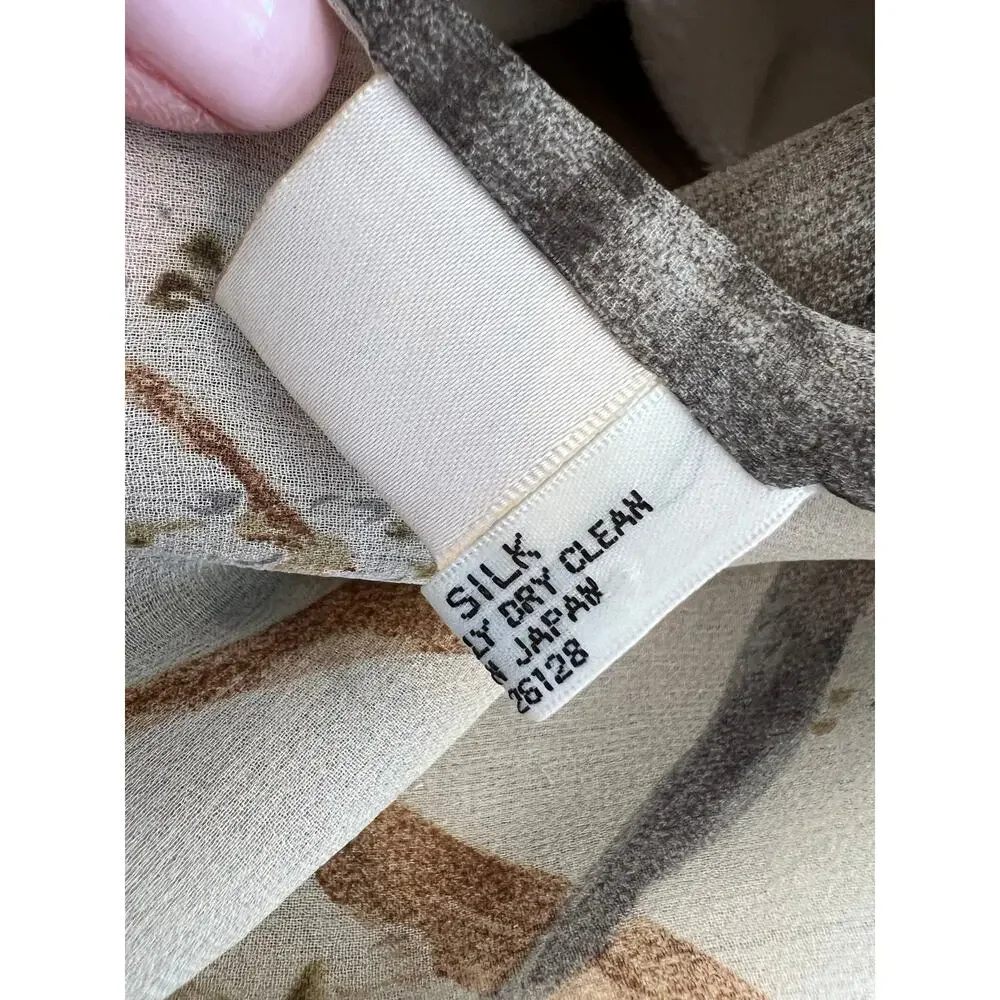Doncaster Silk Chiffon Botanical Floral Print Rectangular Scarf Cream
